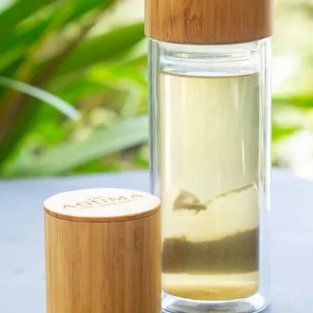 Double Wall Glass Tea Infuser With Bamboo Lid